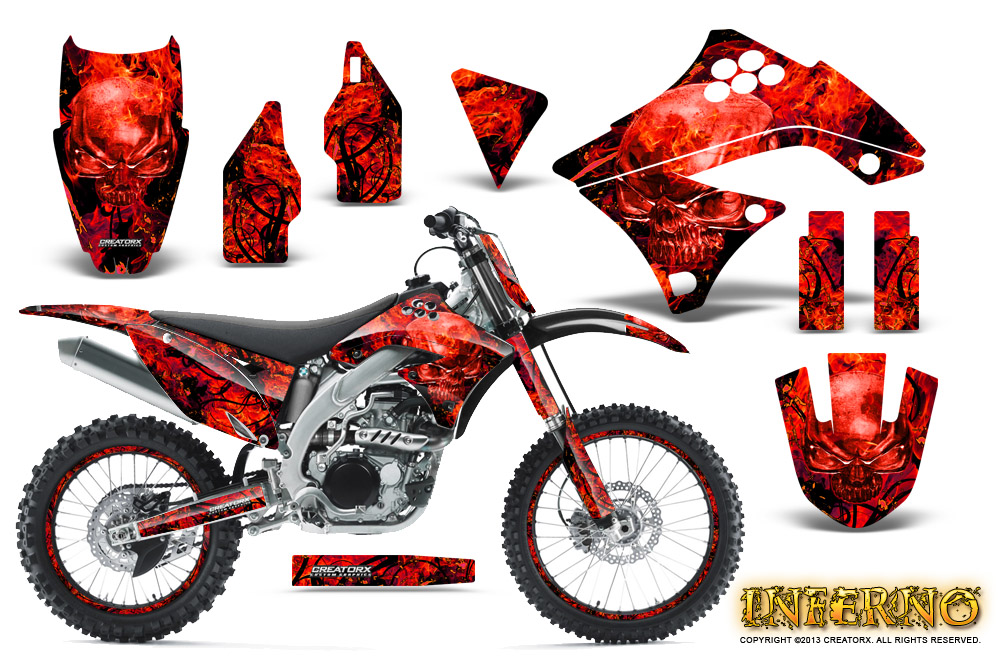 Kawasaki KX450F 09-11 Graphics Kit Inferno Red NP Rims